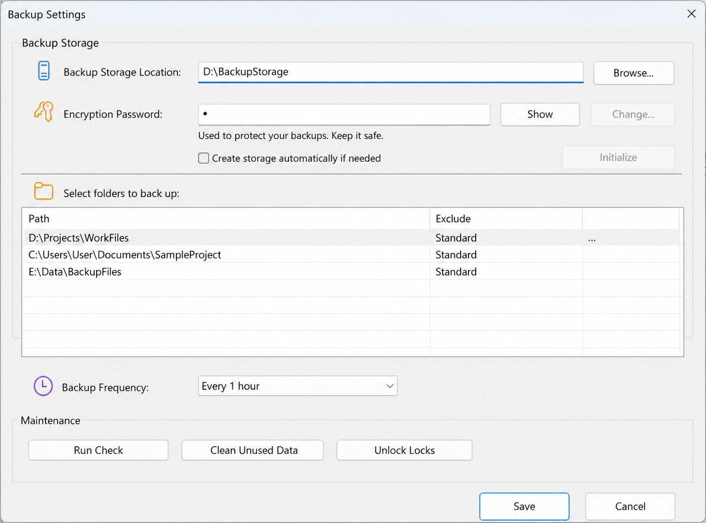 Backup Settings