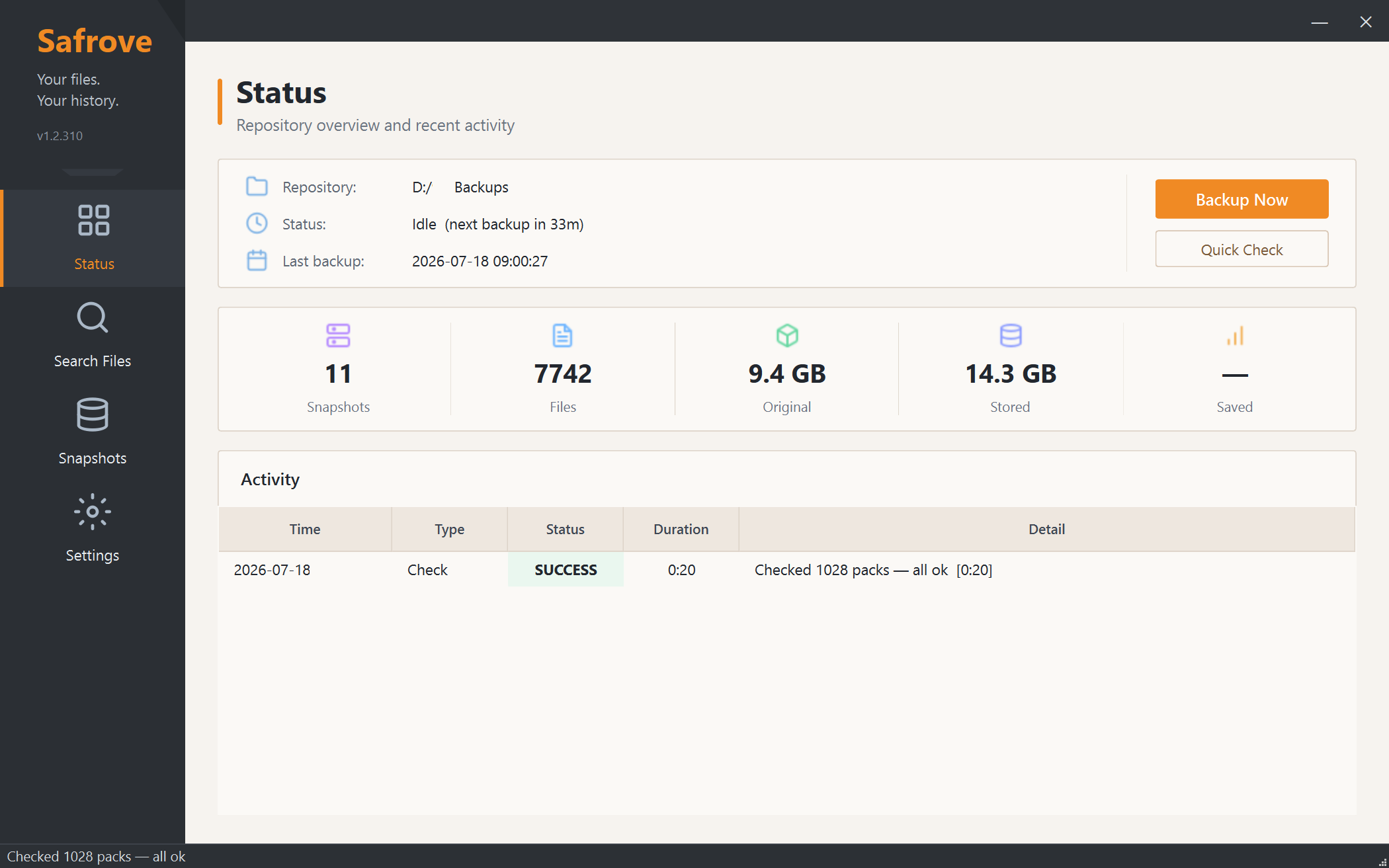 Safrove Status Dashboard